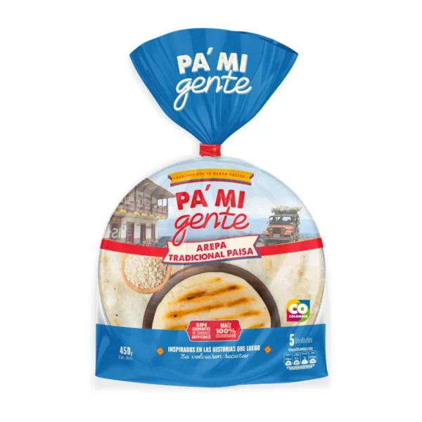 Arepa De Maiz Tradicional Tipo Paisa 450 Gr 5 Und. Pa´ Mi Gente