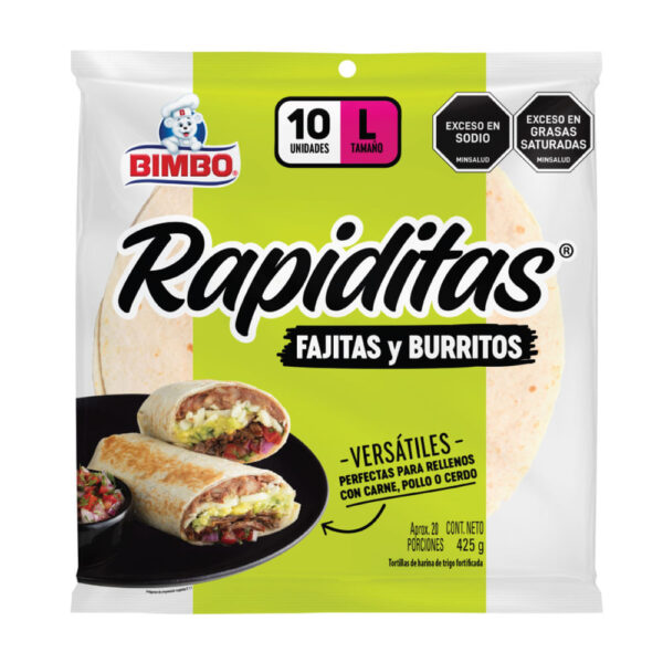 Tortilla Bimbo Rapiditas Fajitas Y Burritos Tamaño L 10 Und 425 Gr