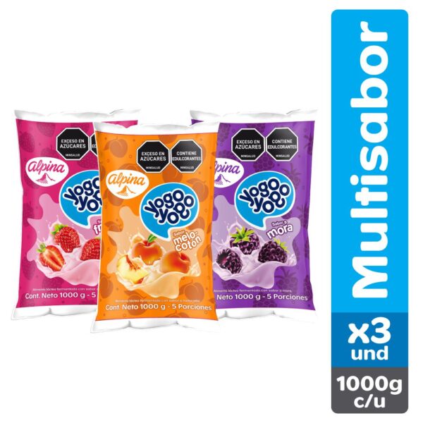 Bebida Láctea YOGO YOGO Surtido Bolsa x3und 1L (960 ml)