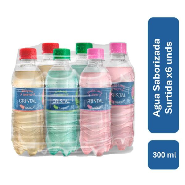 Agua CRISTAL sabores surtidos x6und (1800 ml)