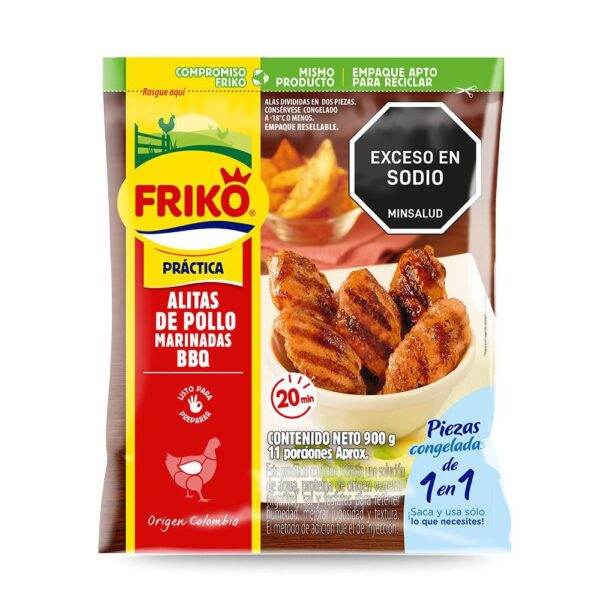 Alitas o alas de pollo FRIKO HF adobadas BBQ (900 gr)