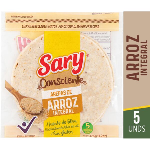 Arepas SARY CONSCIENTE Arroz Integral (375 gr)