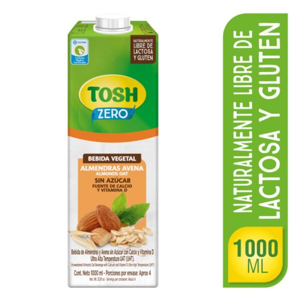 Bebida vegetal TOSH De almendras y avena sin azúcar (1000 ml)