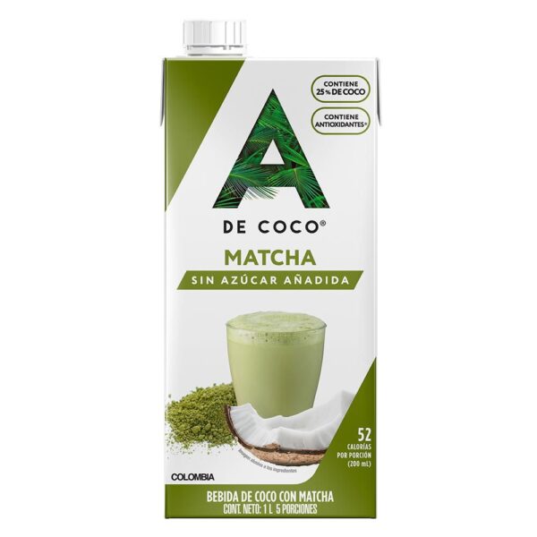 Bebida De Coco A DE COCO Con Matcha Sin Azucar (1000 ml)