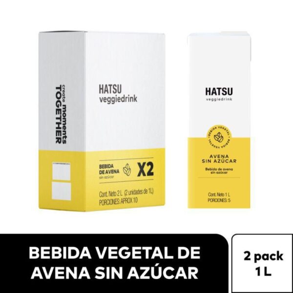 Avena HATSU Sin Azúcar Caja x2und 1L (2000 ml)