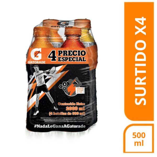 Bebida Hidratante GATORADE Surtido x4und 500ml (2000 ml)