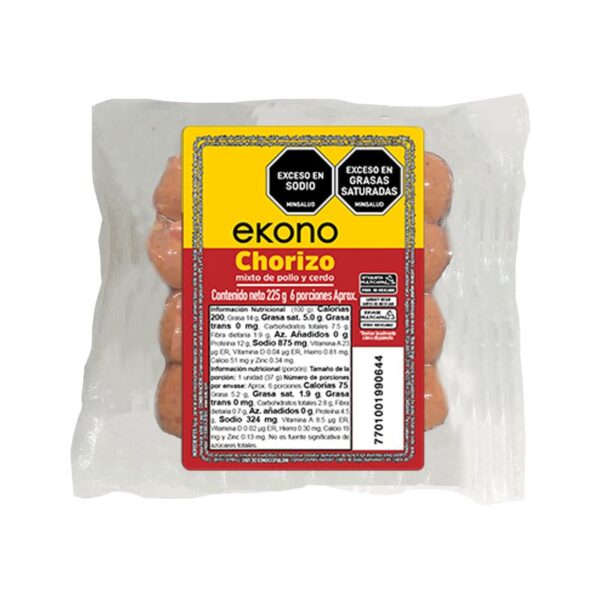 CHORIZO MIXTO POLLO Y CERDO 225GM EKONO (225 gr)