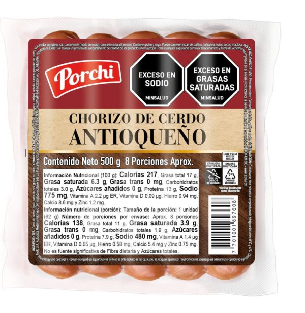 CHORIZO ANTIOQUEÑO PORCHI (500 gr)