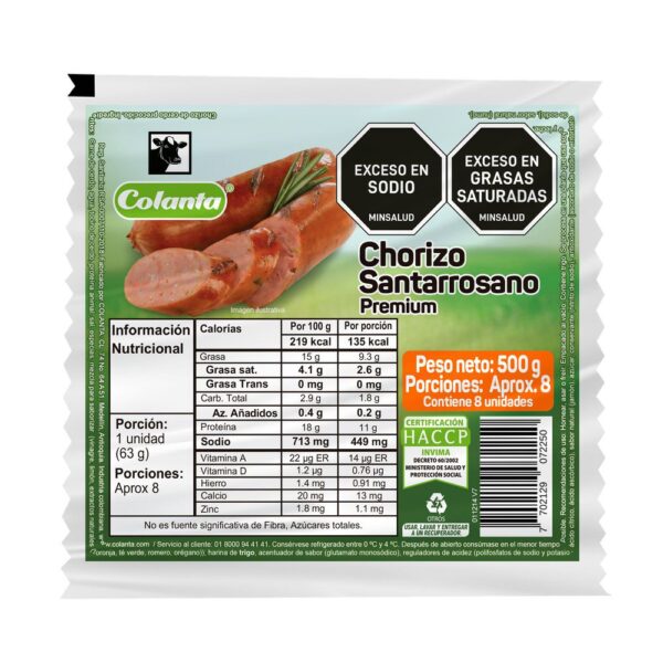 Chorizo COLANTA Santarrosano (500 gr)