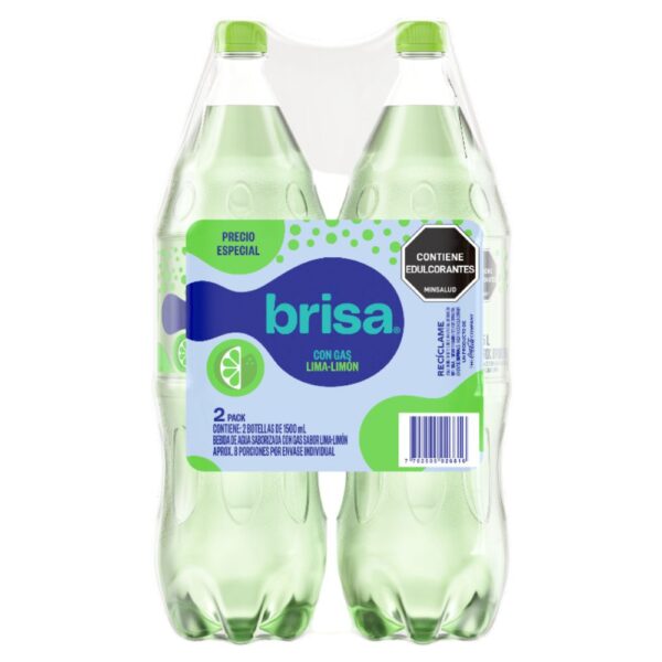 Agua Saborizada BRISA Con gas lima limón x 2und 1.5L (3000 ml)