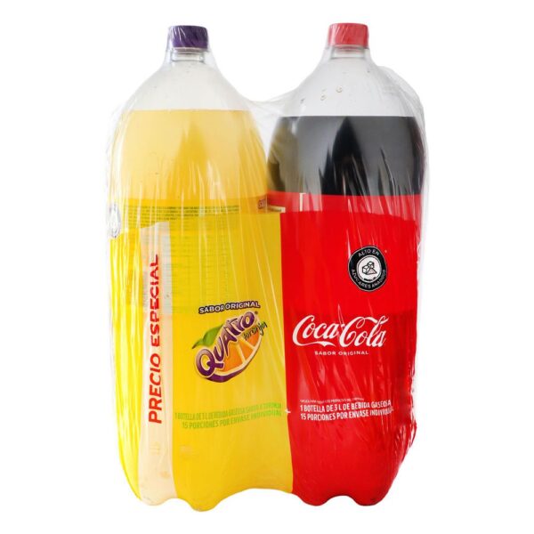 Gaseosa COCA COLA Original + Quatro x 2und 3L (6000 ml)