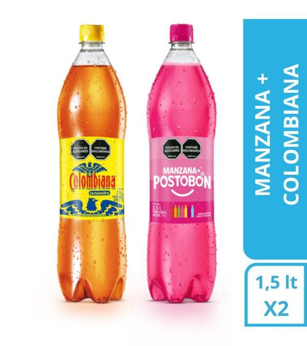 Gaseosa Manzana POSTOBON 1.5L + Colombiana 1.5L (3000 ml)