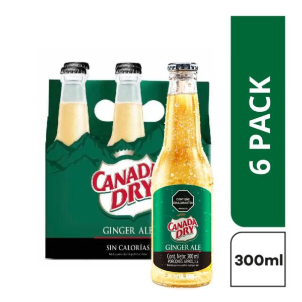 Gaseosa CANADA DRY Ginger Ale Sin Caloría sx6und 300ml (1800 ml)