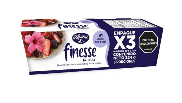 Gelatina Fresa Mora Flor Jamaica FINESSE 324 gr