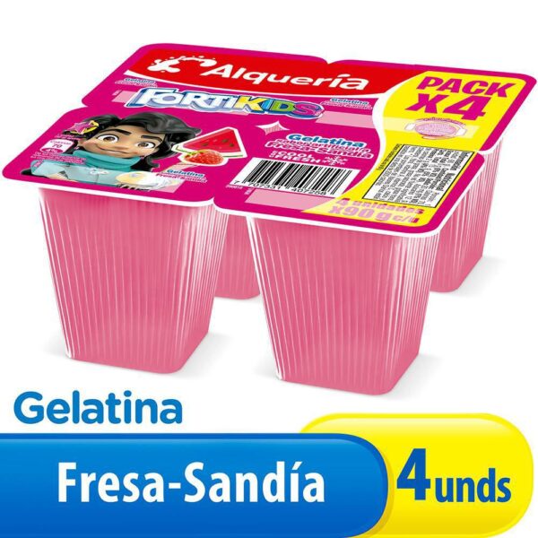 Gelatina Fresa/Sandia X4 Unds ALQUERIA 360 gr