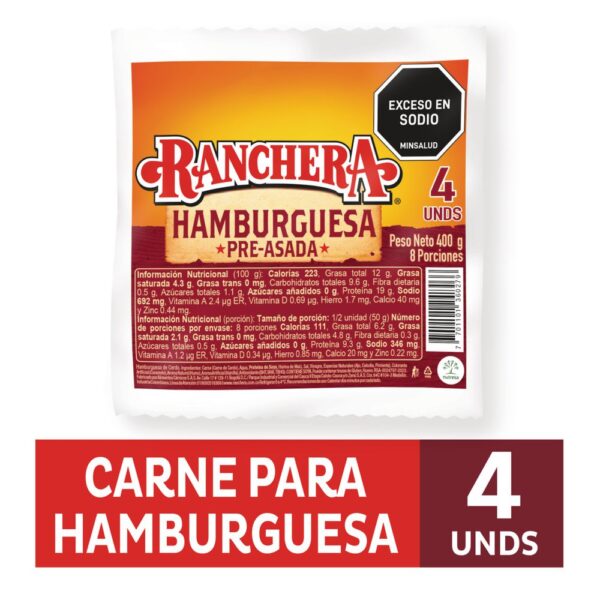 Hamburguesa Preasada RANCHERA 400 gr