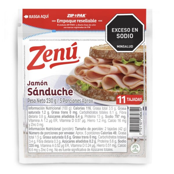 Jamón Sanduche ZENU 230 gr