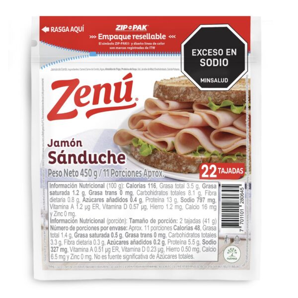 Jamón Sanduche ZENU 450 gr