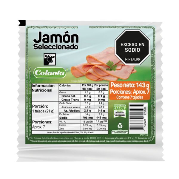 Jamón Seleccionado Tajado COLANTA 143 gr