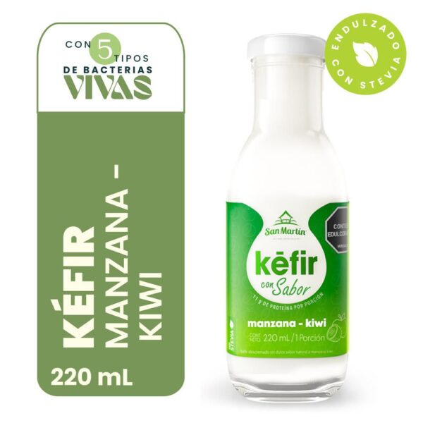 KÉFIR MANZANA KIWI SAN MARTIN EXCELENTE FUENTE DE PROTEINA. (220 ml)