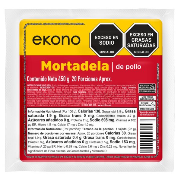 Mortadela de Pollo Tradicional EKONO 450 gr