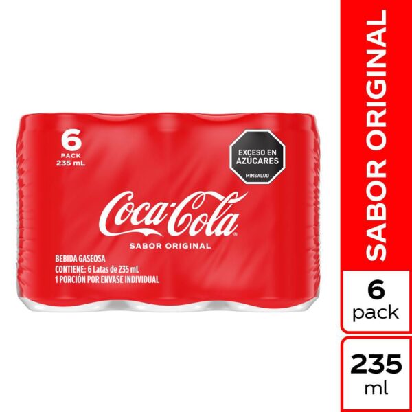 Gaseosa COCA COLA Original lata x 6und 235ml (1410 ml)