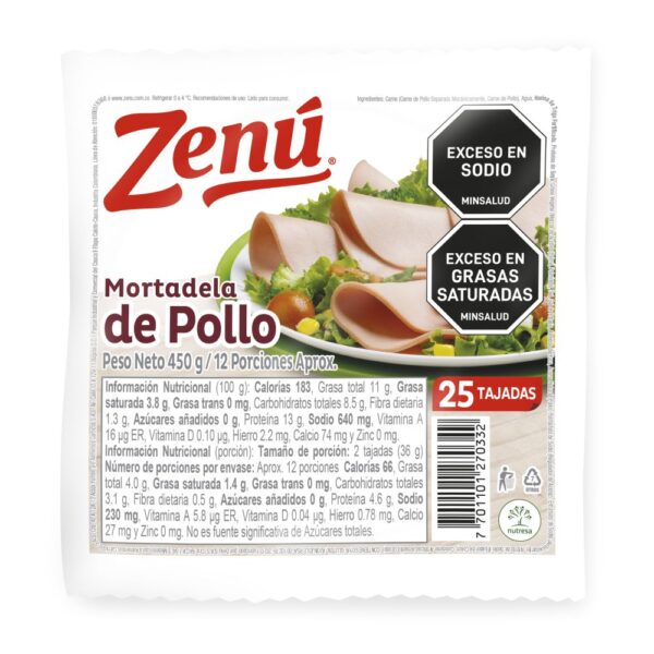 Mortadela De Pollo ZENU 450 gr