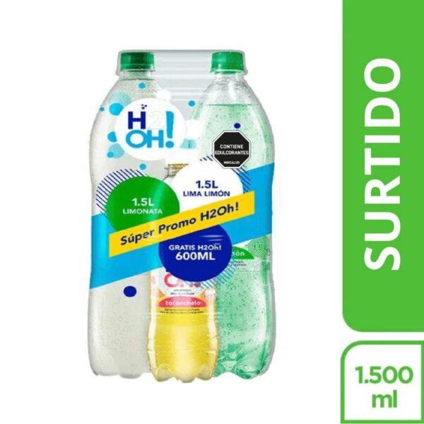 Gaseosa H2O Lima Limón 1.5L + Toronchello 600ml (3000 ml)