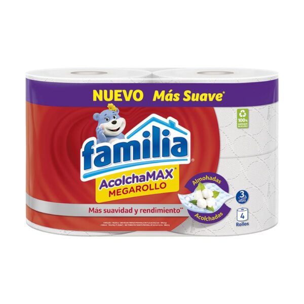 Papel higiénico FAMILIA Acolchamax megarollo x4 rollos (118.4 mts)