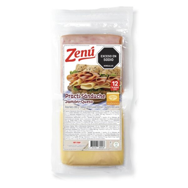 Practisanduche Jamon y Queso ZENU 388 gr