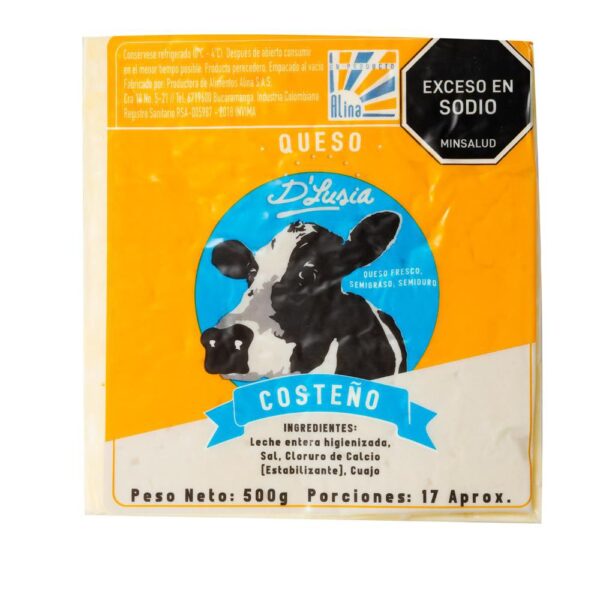 Queso fresco DLUSIA Costeño Bloque (500 gr)