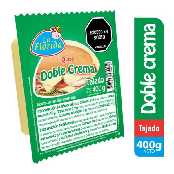 Queso LA FLORIDA Doble Crema Tajado (400 gr)