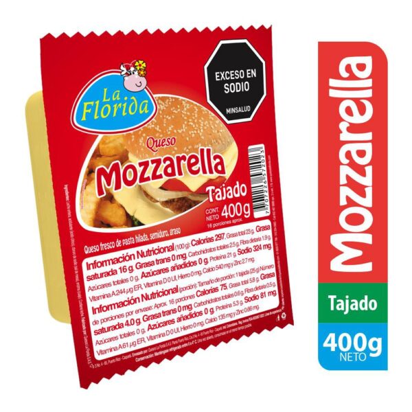 Queso LA FLORIDA Mozzarella Tajado (400 gr)