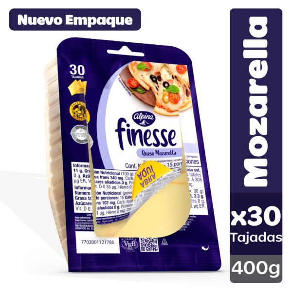 Queso Mozarella FINESSE 30 Tajadas (450 gr)