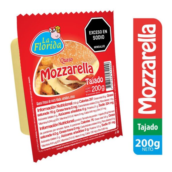 Queso LA FLORIDA Mozzarella Tajado (200 gr)