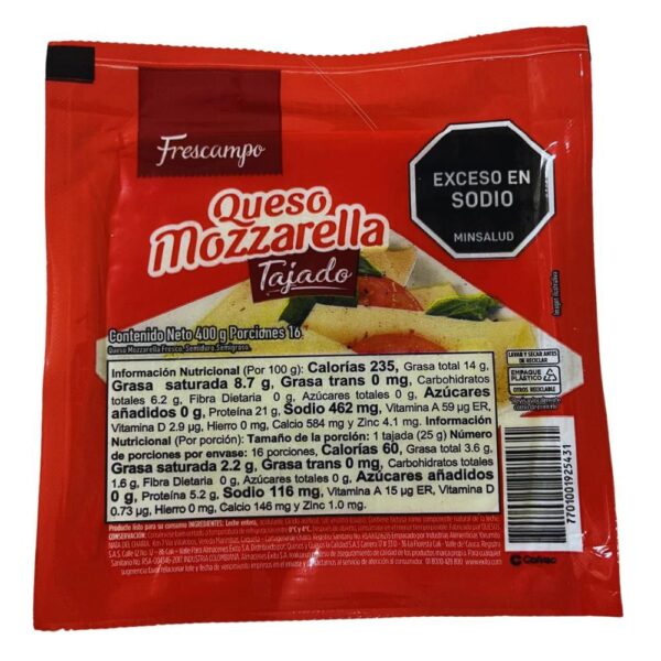 Queso Mozzarella FRESCAMPO (400 gr)