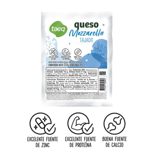 Queso Mozzarella TAEQ Tajado (250 gr)