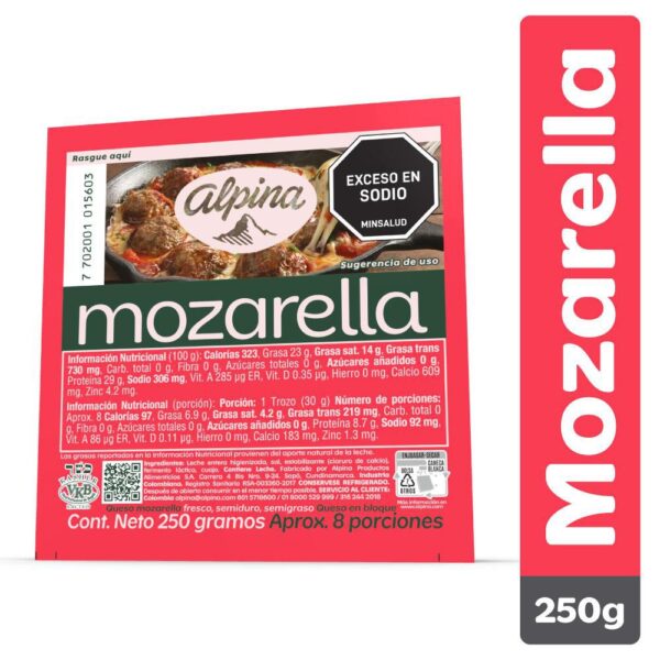 Queso Mozarella ALPINA Bloque (250 gr)