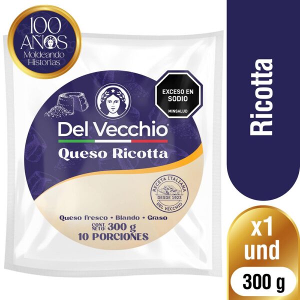 Queso DEL VECCHIO Ricotta Empacado Vacio (300 gr)