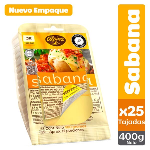 Queso Sabana ALPINA 25 Tajadas (400 gr)