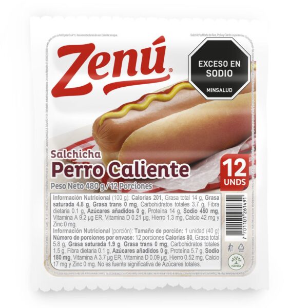 Salchicha ZENU Perro x 12 (480 gr)