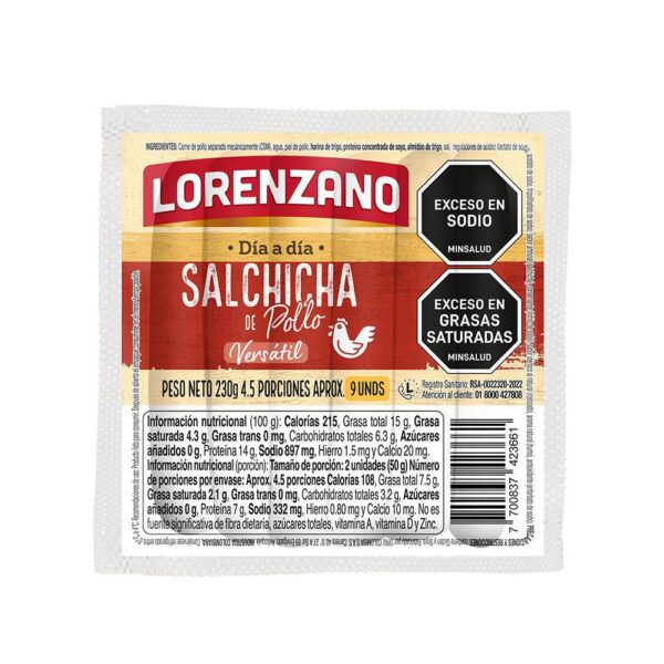 Salchicha Pollo Dia Dia LORENZANO 230 gr