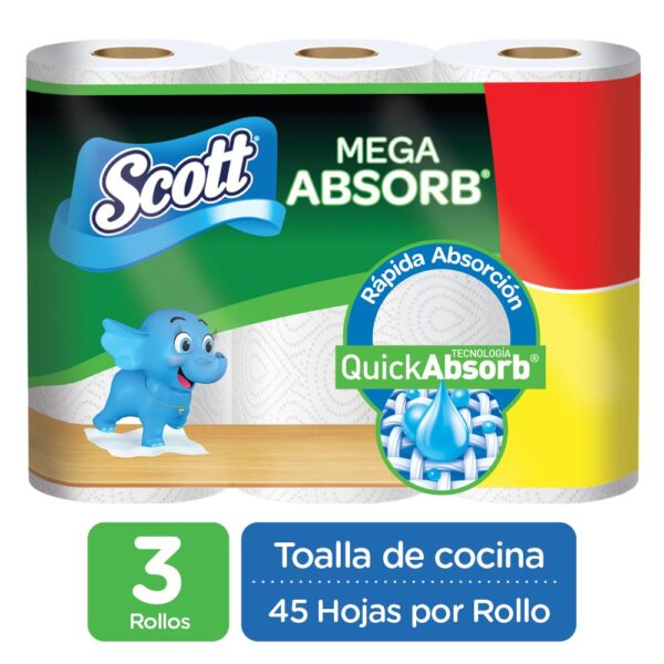 Toalla de cocina SCOTT Rollo mega absorb x3 und (135 und)