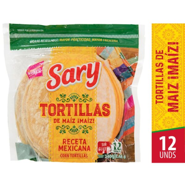 Tortilla maiz maiz x12 uni SARY 240 gr