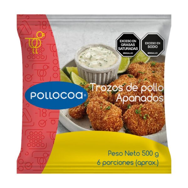 Trozos de pechuga de pollo POLLOCOA apanados (500 gr)