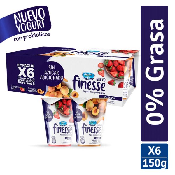 Yogurt FINESSE Multisabor vaso x6und (900 gr)