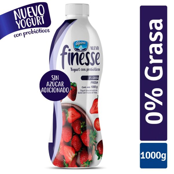 Yogurt FINESSE Fresa botella (1000 gr)