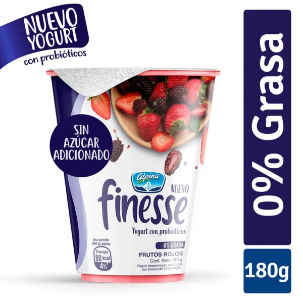 Yogurt FINESSE Frutos rojos vaso (180 gr)