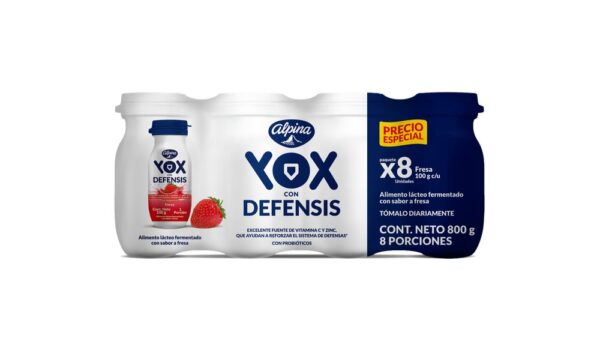 Bebida Láctea YOX Fresa x8und 100ml (800 ml)