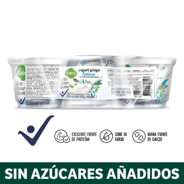 Yogurt griego TAEQ Natural x3 und (432 ml)